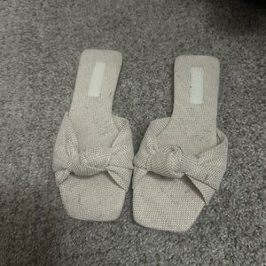 Neutral Knot-Top Slide Sandals for Women